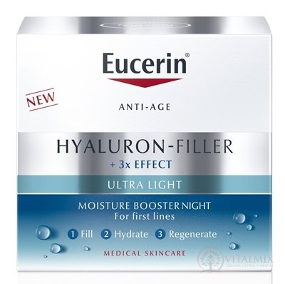 Eucerin HYALURON-FILLER+3xEFFECT Nočný Booster hydratačný, anti-age, ultra ľahký 1x50 ml