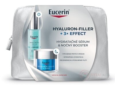 Eucerin Kazeta HYALURON-FILLER+3xEFFECT Booster hydratačné sérum 30 ml + nočný booster 50 ml (akcia 2024) 1x1 set