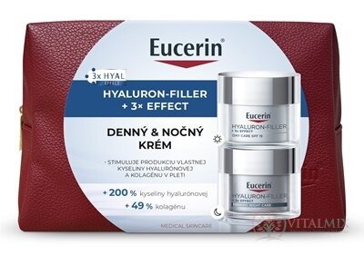 Eucerin Kazeta HYALURON-FILLER+3xEFFECT HYAL denný krém 50 ml + nočný krém 50 ml (akcia 2025) 1x1 set