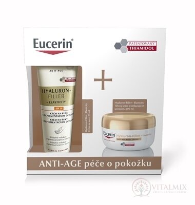 Eucerin Kazeta HYALURON-FILLER+ELASTICITY Body krém na ruky 75 ml + telový krém omladzujúci 200 ml (akcia 2024) 1x1 set