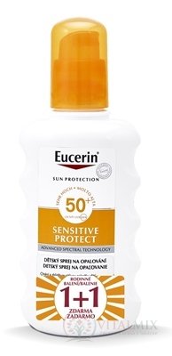 Eucerin SUN SENSITIVE FAMILY PACK 2020 na opaľovanie (detský sprej SPF 50+ 200 ml + transparentný sprej SPF30 200 ml) 1x1 set