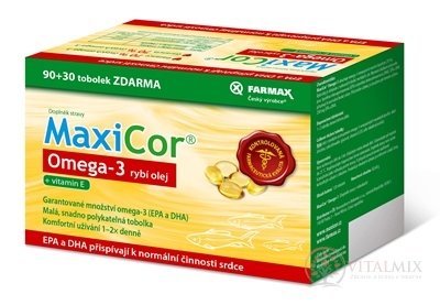 FARMAX MaxiCor Omega-3 rybí olej cps +vitamín E 90+30 zadarmo (120 ks)
