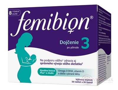 Femibion 3 Dojčenie tbl 56 + cps 56 (kys. listová + cholín + DHA + vitamíny + minerály) 1x112 ks