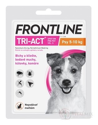 FRONTLINE TRI-ACT Spot-On pre psy S sol (na kožu, psy 5-10 kg) 1x1 ml