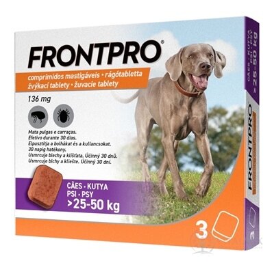 FRONTPRO 136 mg žuvacie tablety pre psy (25 - 50 kg) 1x3 ks