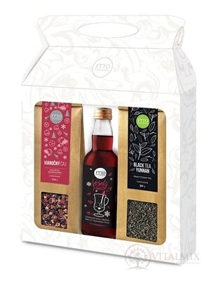 FYTO Darčeková kazeta Vianočný čaj sypaný 100 g + Black Tea Yunnan sypaný 50 g + Veselý punč 200 ml, 1x1 set