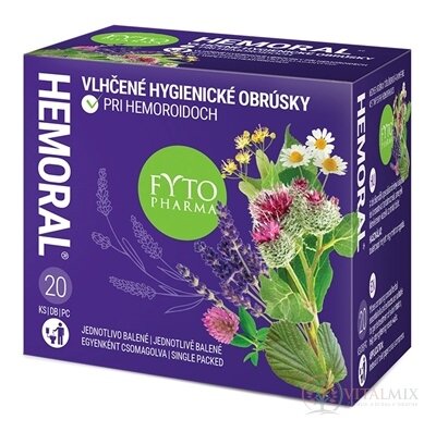 FYTO HEMORAL vlhčené obrúsky pri hemoroidoch, jednotlivo balené (inov.2023) 1x20 ks