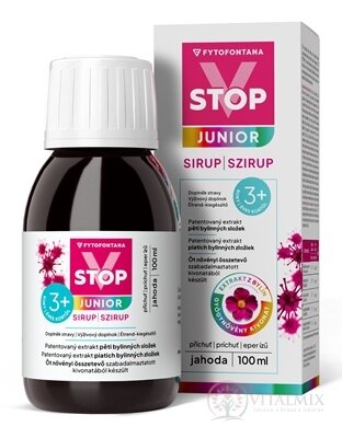 fytofontana V-STOP JUNIOR sirup s príchuťou jahody (od 3 rokov) 1x100 ml