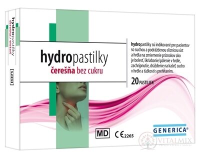 GENERICA hydropastilky čerešňa bez cukru 1x20 ks