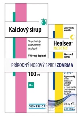 GENERICA Kalciový sirup s vanilkovým extraktom 100 ml + Healsea Rescue 20 ml zadarmo, 1x1 set
