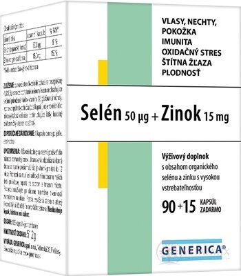 GENERICA Selén 50 μg + Zinok 15 mg cps 90 + 15 zadarmo (105 ks)
