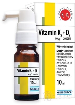 GENERICA Vitamin K2 90 µg + D3 2000 I.U. kvapky 1x10 ml