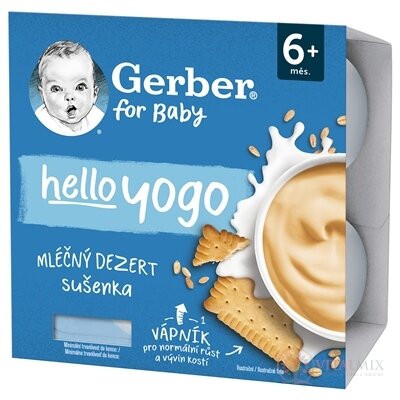 Gerber hello yogo MLIEČNY DEZERT Sušienka (od ukonč. 6. mesiaca) 4x100 g (400 g)