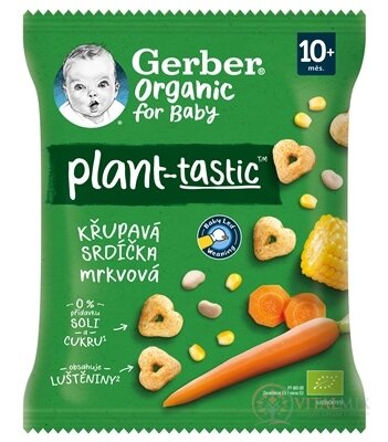 Gerber Organic Chrumkavé srdiečka mrkvové (od ukonč. 10. mesiaca) 1x28 g