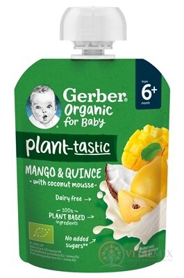 Gerber Organic Kapsička Mango, dula, kokos bio ovocná desiata (od ukonč. 6. mesiaca) 1x80 g