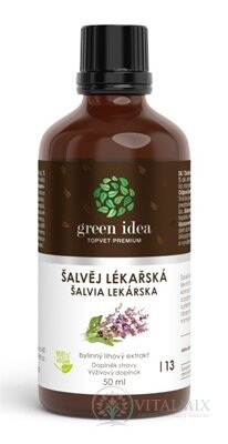 Green Idea ŠALVIA LEKÁRSKA bylinný liehový extrakt, kvapky 1x50 ml