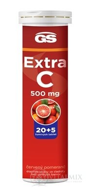 GS Extra C 500 mg tbl eff (inov.2023) príchuť červený pomaranč 20+5 (25 ks)