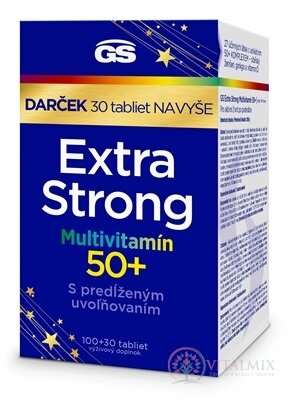 GS Extra Strong Multivitamín 50+, Darček tbl (inov.2024) 100+30 navyše (130 ks)
