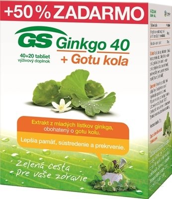 GS Ginkgo 40 + Gotu kola tbl 40+20 zadarmo (60 ks)