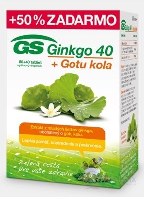 GS Ginkgo 40 + Gotu kola tbl 80+40 zadarmo (120 ks)