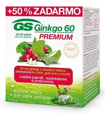 GS Ginkgo 60 PREMIUM tbl 40+20 zadarmo (60 ks)