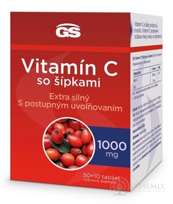 GS Vitamín C 1000 mg so šípkami tbl 50+10 (inov.2023) (60 ks)