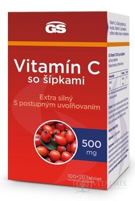 GS Vitamín C 500 mg so šípkami tbl 100+20 (inov.2023) (120 ks)