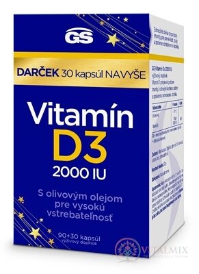 GS Vitamín D3 2000 IU Darček cps (inov.2024) 90+30 navyše (120 ks)