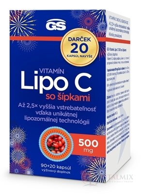 GS Vitamín Lipo C 500 mg so šípkami Darček cps 90+20 navyše (110 ks)