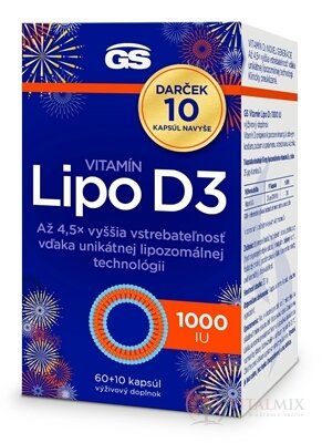 GS Vitamín Lipo D3 1000 IU Darček cps 60+10 navyše (70 ks)