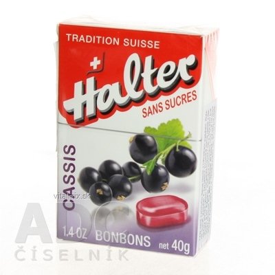 Halter BONBONS Čierna ríbezľa cukríky bez cukru, 1x40 g