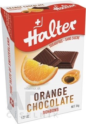 Halter BONBONS Pomaranč s čokoládou (Orange chocolate) cukríky bez cukru, 1x36 g