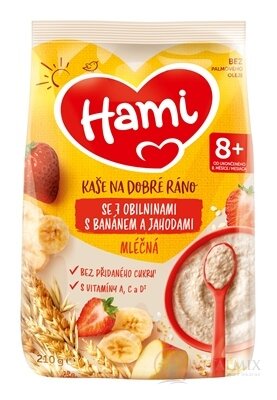 Hami mliečna kaša so 7 obilninami na dobré ráno s banánom a jahodami (od ukonč. 8. mesiaca) 1x210 g