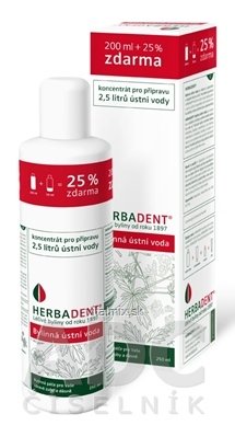 HERBADENT Bylinná ústna voda koncentrát 200 + 50 ml zadarmo (250 ml)