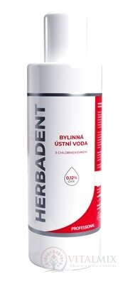 HERBADENT Professional bylinná ÚSTNA VODA s CHX s chlorhexidinom (0,12 %) 1x240 ml