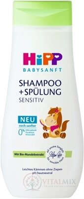 HiPP BABYSANFT Detský ŠAMPÓN s kondicionérom sensitiv, na vlasy (inov. 2022) 1x200 ml
