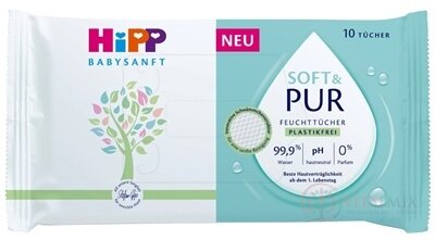 HiPP BABYSANFT SOFT & PUR Čistiace vlhčené obrúsky 1x10 ks