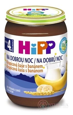 HiPP BIO KAŠA Dobrú noc Krupicová s banánom mliečna, hotová (od ukonč. 4. mesiaca) (Nová receptúra 2016) 1x190 g