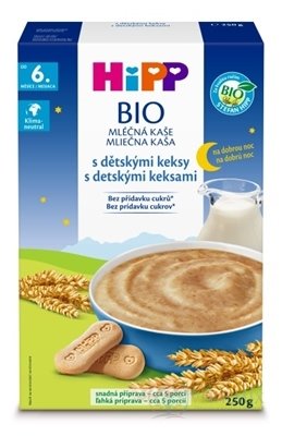 HIPP BIO Mliečna KAŠA Dobrú noc s detskými keksami (od 6. mesiaca) 1x250 g
