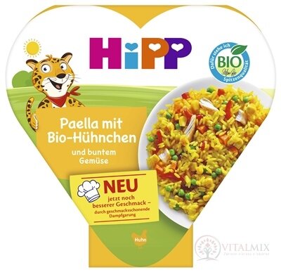 HiPP BIO Paella so zeleninou a kuracím mäsom Neu zeleninovo-mäsový príkrm v miske (od 1. roka)(inov. 2025) 1x250 g