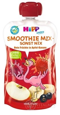 HiPP BIO Smoothie Jablko Banán Červené ovocie kapsička (od 1. roku) ovocný príkrm 1x120 ml