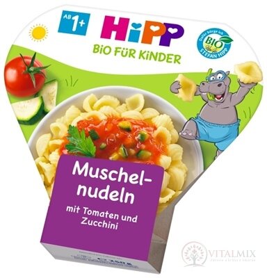 HiPP Príkrm BIO Cestoviny s rajčinami a cukinou mušličky (od ukonč. 1. roku) (inov. 2021) 1x250 g