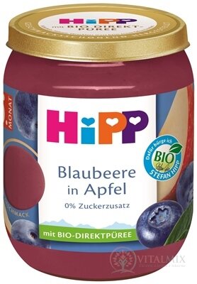 HiPP Príkrm BIO Jablko a čučoriedky ovocný (od ukonč. 4.-6.mesiaca) 1x160 g