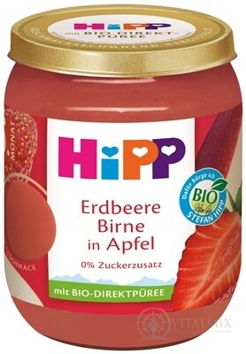 HiPP Príkrm BIO Jablko, jahody a hrušky ovocný (od ukonč. 4.-6.mesiaca) 1x160 g
