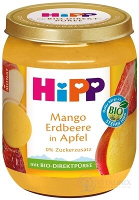 HiPP Príkrm BIO Jablko, mango a jahody ovocný (od ukonč. 5. mesiaca) 1x160 g
