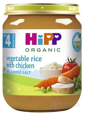 HiPP Príkrm BIO Zeleninová ryža a kuracie mäso (od ukonč. 4. mesiaca) (inov.2025) 1x125 g