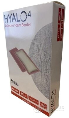 HYALO4 Adhesive Foam Border krytie na rany, silikónové, penové (PU) s okrajmi, adhezíve, 10x20 cm, 1x10 ks