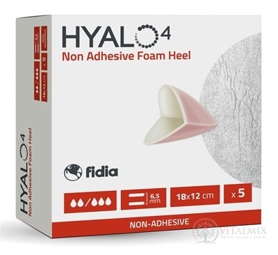 HYALO4 Non Adhesive Foam Heel krytie na rany, penové (PU), neadhezíve, s pätou (kapsovitý tvar), 18x12 cm, 1x5 ks