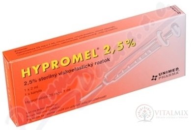 HYPROMEL 2,5% roztok viskoelastický očný sterilný, injekčná striekačka 1x2 ml