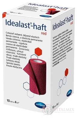 Idealast-haft color red obväz, trvalo elastický kohézny, červený (10 cm x 4 m) 1x1 ks